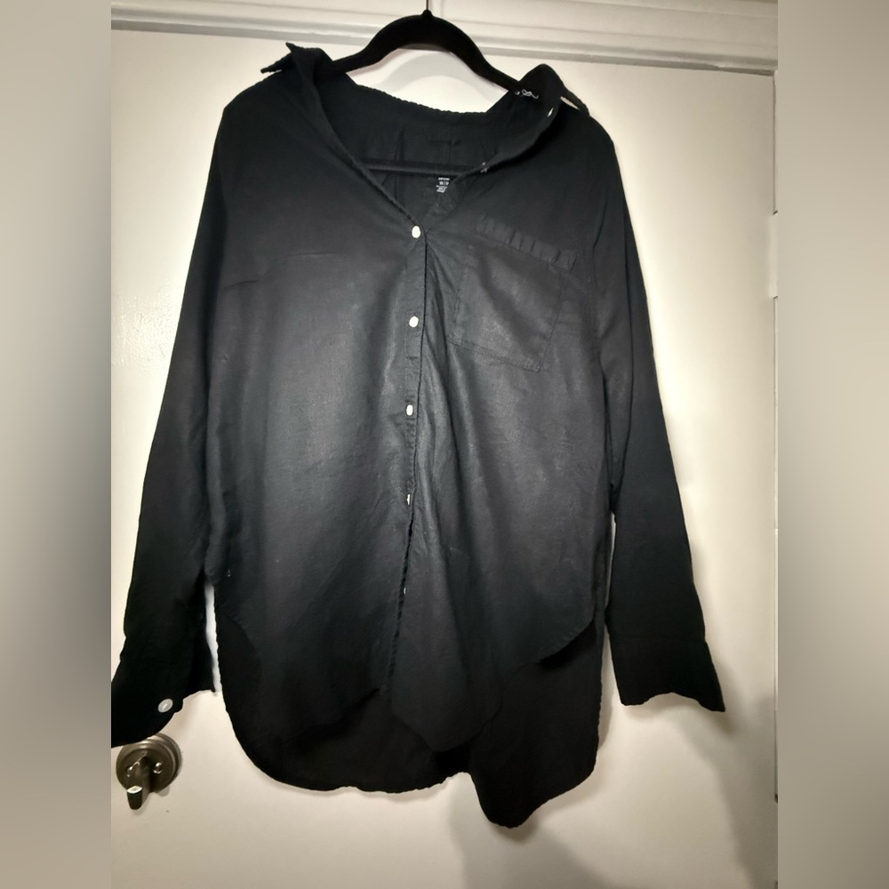 Aerie Black Oversized Button-Up Top